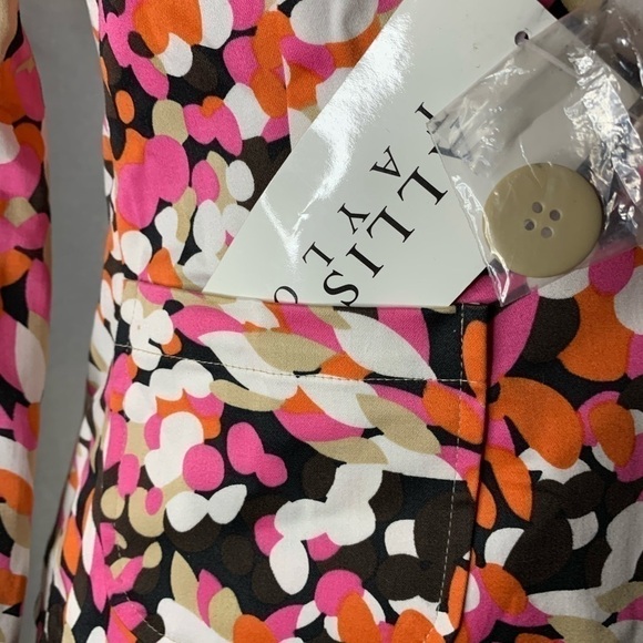 Allison Taylor NWT Suit Jacket floral  Sz 6 Pink  White Silk Cotton S‌‌‌‌‌‌‌‍‍‍‍ - Picture 5 of 7